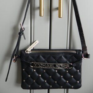 Michael Kors Leather Quilted Studded Square Bely/Mini Bag